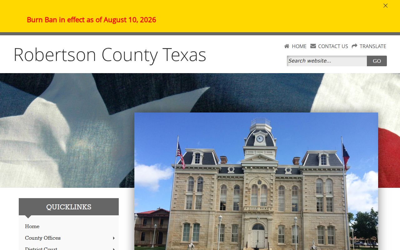 Robertson County warrant records reference: county courthouse and contact block
